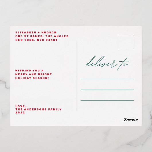 JOYEUX VACANCES MODERNE Script Gold Photo (Verso)