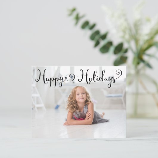 Joyeux Vacances Noir Script - Carte postale (Debout devant)