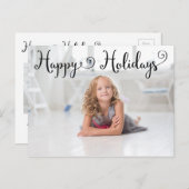 Joyeux Vacances Noir Script - Carte postale (Devant / Derrière)