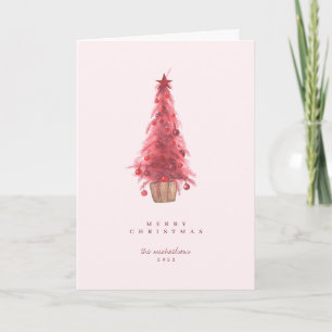 JOYEUX VACANCES Pink Christmas Tree Carte de vacan
