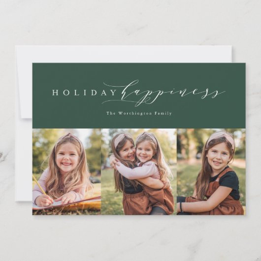 Joyeux vacances vert trois carte photo (Devant)