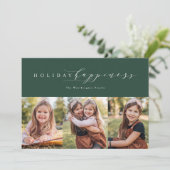 Joyeux vacances vert trois carte photo (Debout devant)