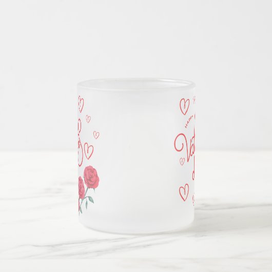 Joyeux Valentines Day Rouge Rose Mug (Centre)