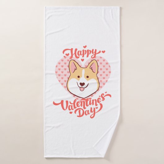 Joyeux Valentines Jour mignon Corgi Chien (Serviette de bain)