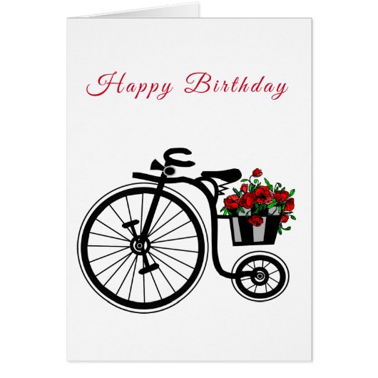 Joyeux vélo Fleurs Carte d'Anniversaire - Romantiq (Devant)
