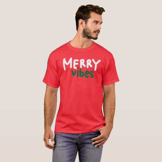 Joyeux Vibes Noël T-shirt rouge (Devant entier)
