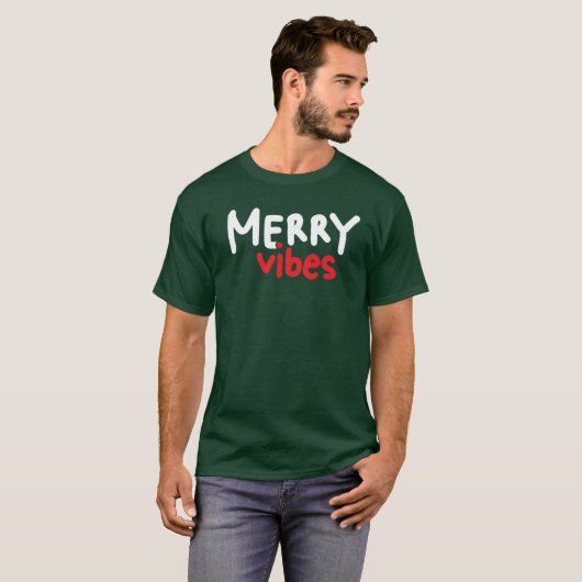 Joyeux Vibes Noël T-shirt vert (Devant entier)