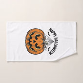 Joyeux visage de citrouille d'Halloween Création v (Serviette à main)
