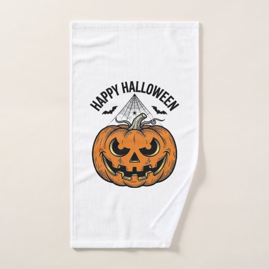 Joyeux visage de citrouille d'Halloween Création v (Serviette à main)