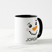 Joyeux visage Snowman Nom personnalisé Mug de Noël (Devant droit)
