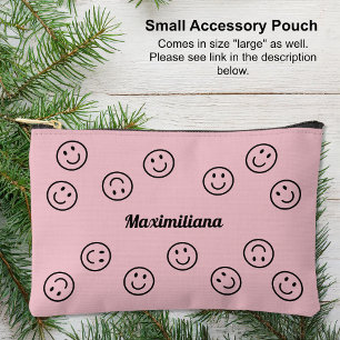 Joyeux visages noir sur rose - PETIT sac d'accesso