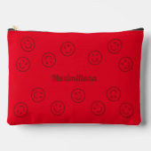 Joyeux visages rouge sur clairRouge- LARGE sac d'a (Recto)