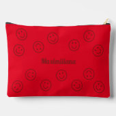 Joyeux visages rouge sur clairRouge- LARGE sac d'a (Verso)