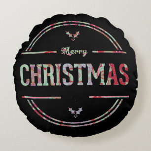 Joyeux voeux de Noël Coussin ronde