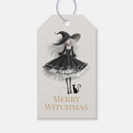 Joyeux Witchmas – Étiquette Cadeau Sorcière Gothiq (Devant)