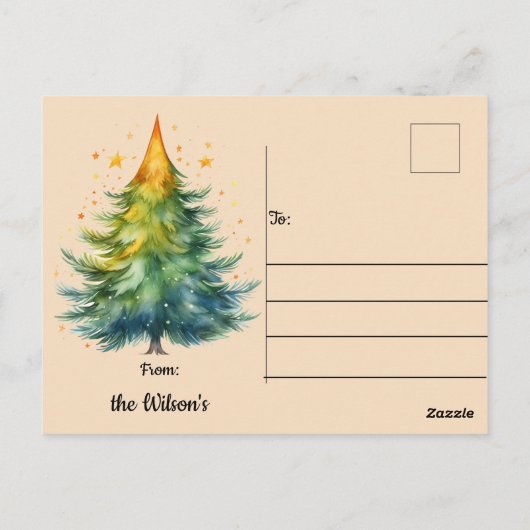 Joyeux Woof-mas Chien Boy Tree Carte postale de No (Dos)