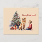 Joyeux Woof-mas Chien Boy Tree Carte postale de No (Devant)