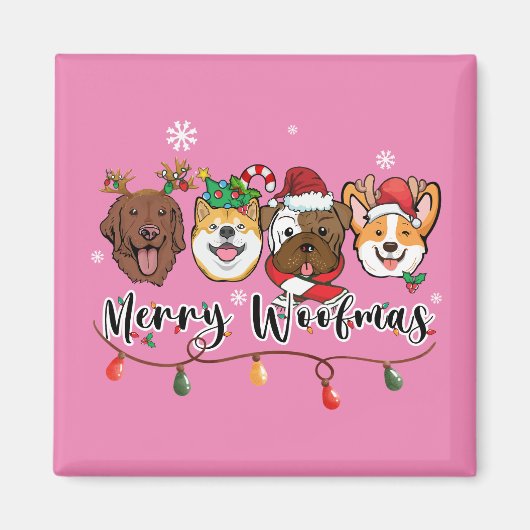 Joyeux Woof Noël Magnet de typographie (Devant)