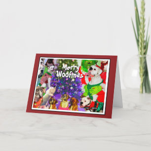 Joyeux Woofmas Boxe Chien de Noël Carte de Noël