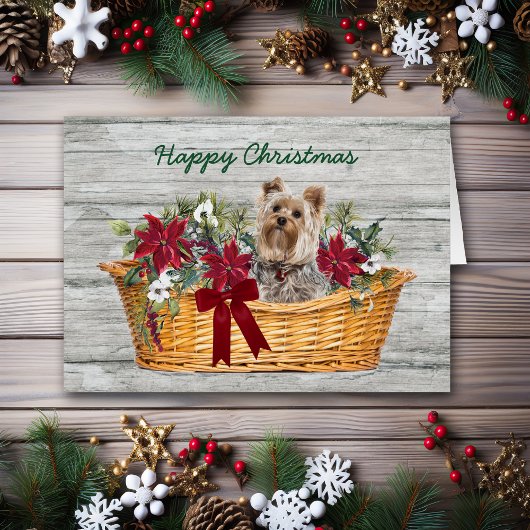 Joyeux Yorkshire Terrier Chien de Noël dans le pan