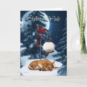 Joyeux Yule couchage Faune Carte de vacances