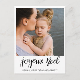 Joyeuze Noel Minimalist Handwritten Script Photo Feestdagenkaart