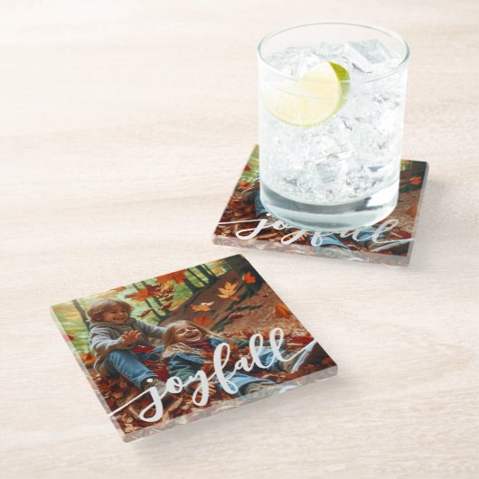 Joyfall Autumn Fall laat aangepaste foto achter Glazen Onderzetter (Schuin)