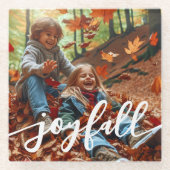 Joyfall Autumn Fall laat aangepaste foto achter Glazen Onderzetter (Voorkant)