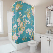 Joyful abstract flower - ontwerp douchegordijn (In situ)