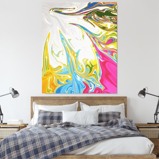 Joyful Abstract schilderen | Beste kleurrijke fijn Canvas Afdruk (Insitu (Slaapkamer))