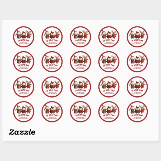 Joyful Animals Feestelijke Kerstfeest Kinderen Ver Ronde Sticker (Vel)
