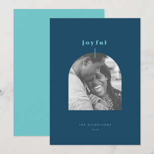 Joyful Arched Photo Holiday Card Feestdagenkaart