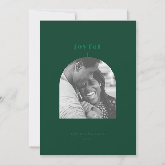 Joyful Arched Photo Holiday Card Feestdagenkaart (Voorkant)