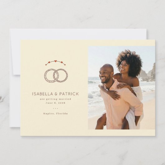 Joyful Beige Wedding Rings Save The Date (Voorkant)