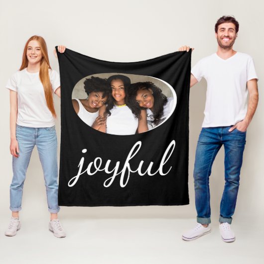 Joyful Black Script Kerstfeestdag Foto Fleece Deken (In situ)