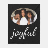 Joyful Black Script Kerstfeestdag Foto Fleece Deken (Voorkant)