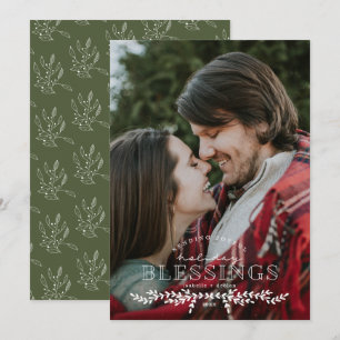 Joyful Blessings Hand Lettered Photo Flat Card Feestdagenkaart