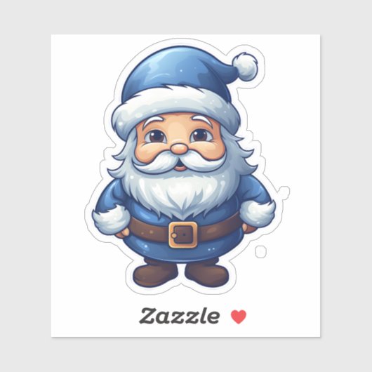 Joyful Blue Santa verspreidt juichen Sticker (Vel)