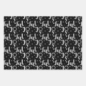 Joyful Bold Letter Black White & Pink Typographic Inpakpapier Vel (Voorkant 3)