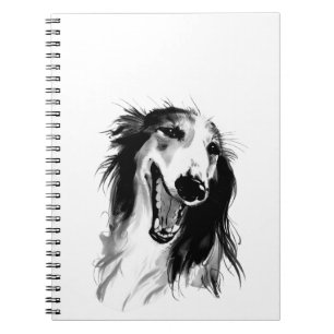 Joyful Borzoi   Schilderen met zwarte en witte ink Notitieboek