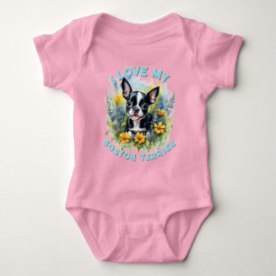 Joyful Boston Terrier Bloom - Aangepast Romper