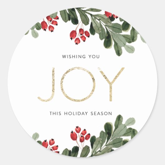 Joyful Boughs of Holly Ronde Sticker (Voorkant)