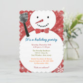 Joyful Bow Stropdas Snowman Holiday Party Kaart (Staand voorkant)