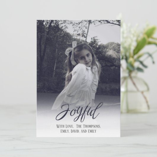 Joyful Calligraphy kerstfoto 1 Foto Feestdagenkaart (Staand voorkant)