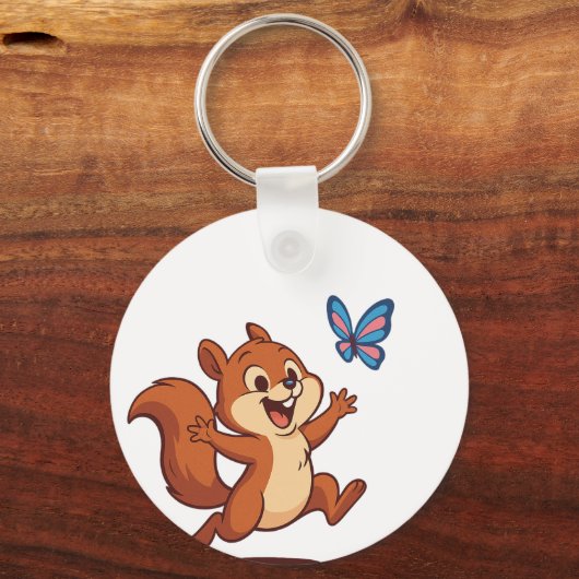 Joyful Chase – Happy Squirrel & Butterfly Sleutelhanger (Achterkant)