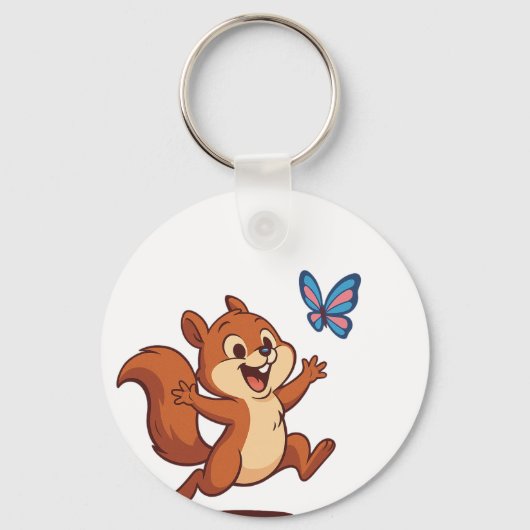 Joyful Chase – Happy Squirrel & Butterfly Sleutelhanger (Achterkant)