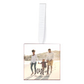 Joyful check multi foto kerstdecoratie kubus ornament (Voorkant)