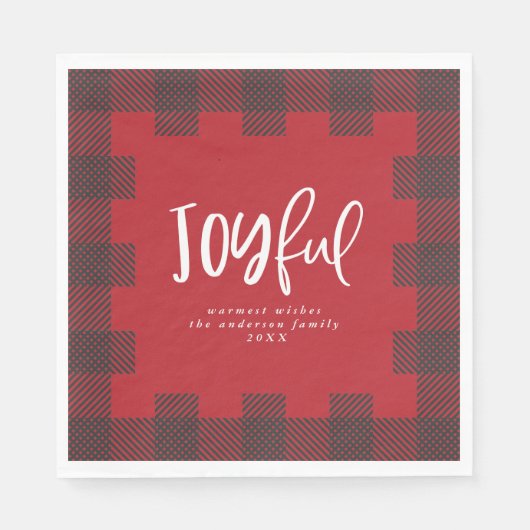 Joyful Check plaid kerstfeest Servet (Voorkant)