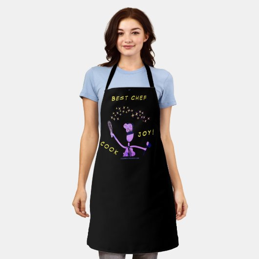 Joyful Chef met paars Schort (Gedragen)