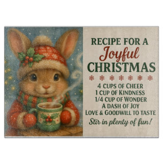 Joyful Christmas Bunny Cutting Board Snijplank